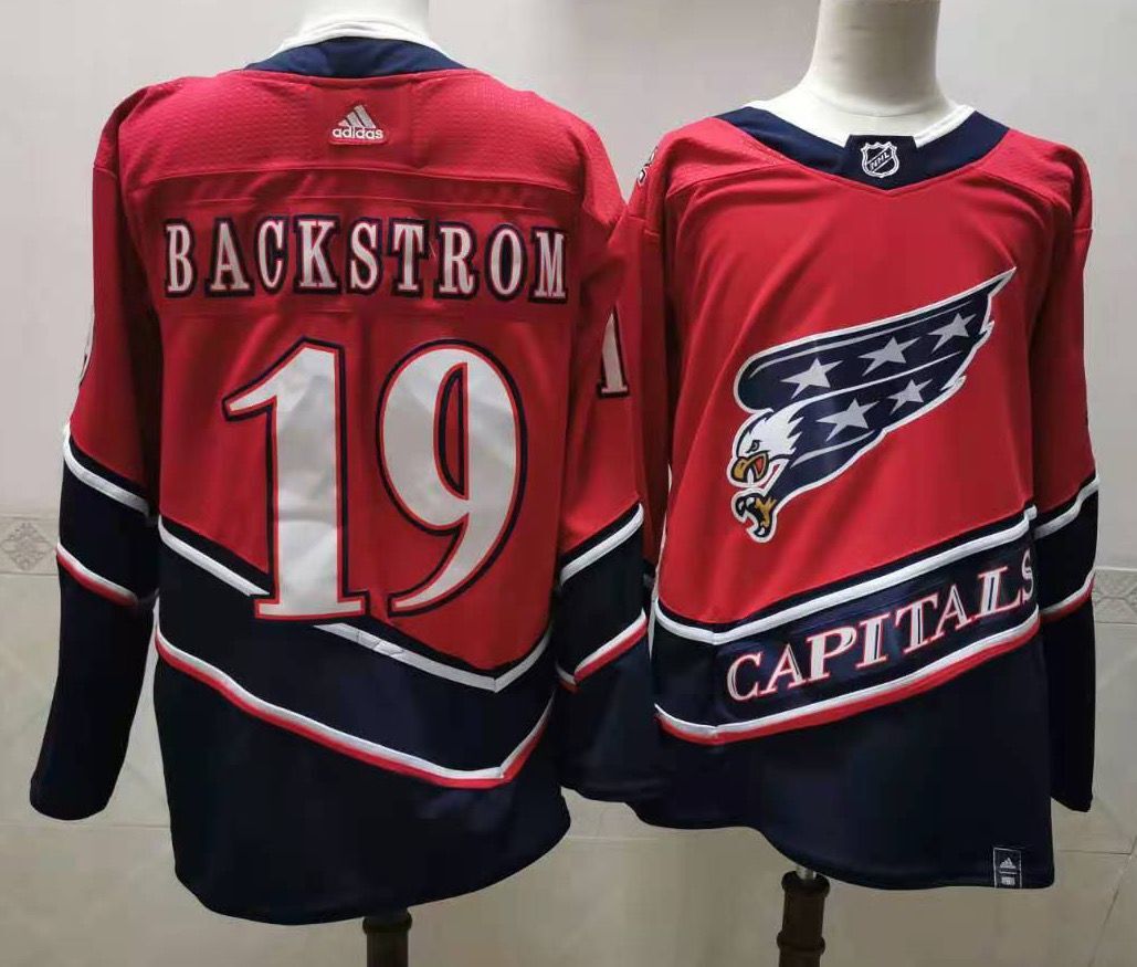 Men Washington Capitals #19 Backstrom Red Throwback Authentic Stitched 2020 Adidias NHL Jersey